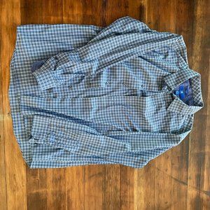Egara Men Size XLT Non Iron Button up Plaid 100% Cotton Shirt Long Sleeve Tall